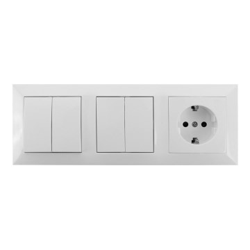 Aigostar - SET 2x Huis schakelaar 2-knops met stopcontact 1x16A/250V SCHUKO