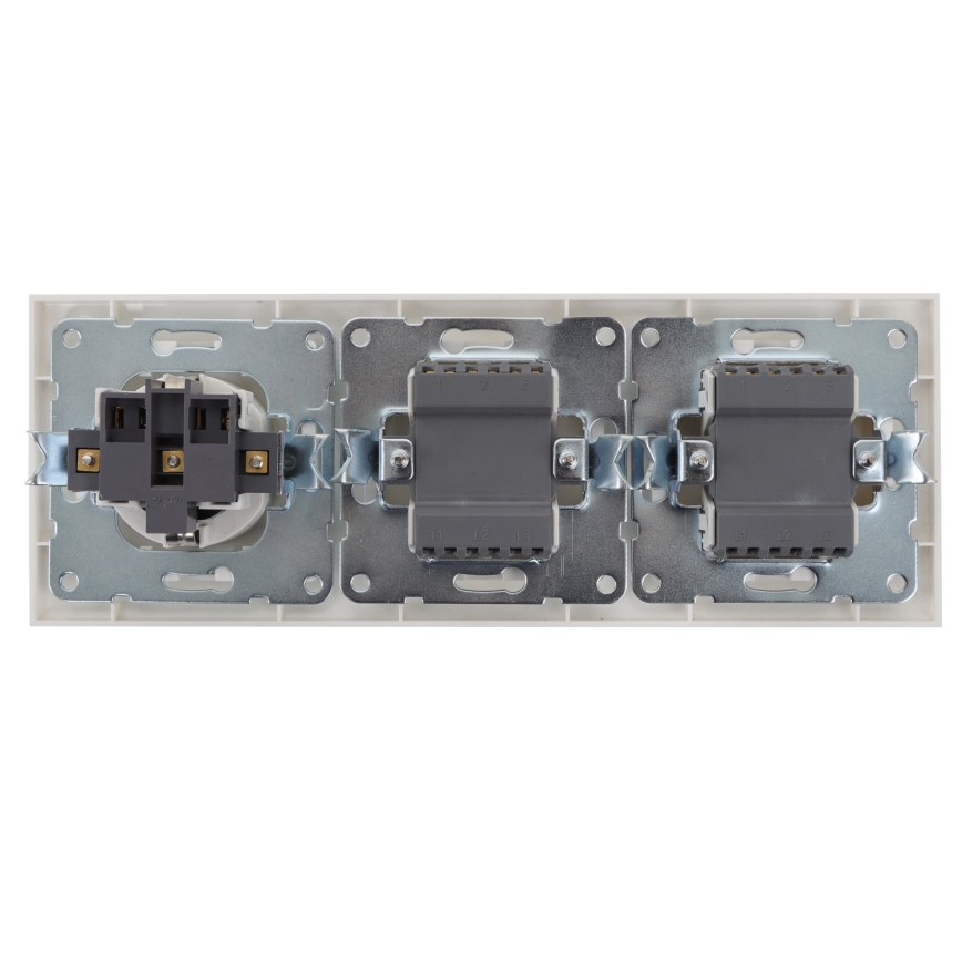 Aigostar - SET 2x Huis schakelaar 2-knops met stopcontact 1x16A/250V SCHUKO