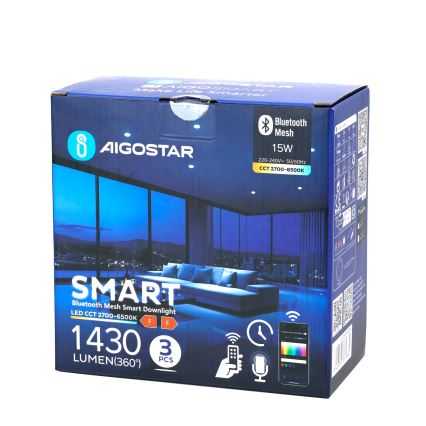 Aigostar - SET 3x Dimbare LED hangende plafond verlichting MESH LED/15W/230V 2700K-6500K diameter 17cm