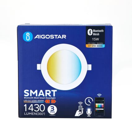 Aigostar - SET 3x Dimbare LED hangende plafond verlichting MESH LED/15W/230V 2700K-6500K diameter 17cm