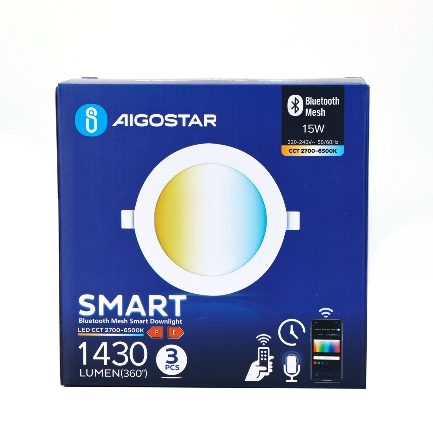 Aigostar - SET 3x Dimbare LED hangende plafond verlichting MESH LED/15W/230V 2700K-6500K diameter 17cm