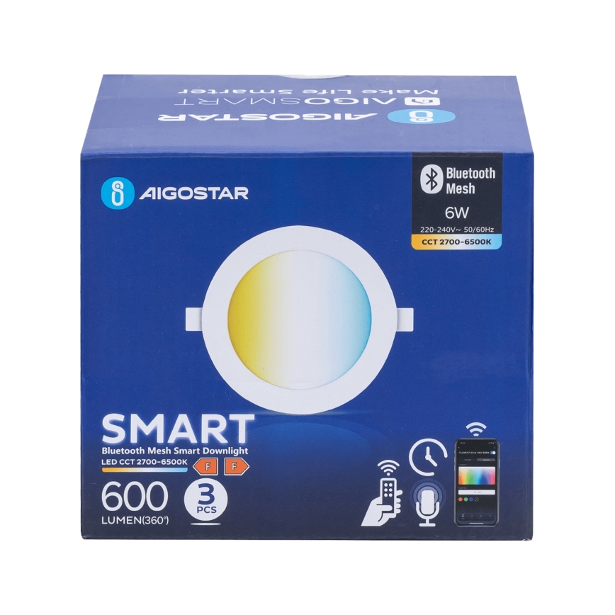 Aigostar - SET 3x Dimbare LED hangende plafond verlichting MESH LED/6W/230V 2700K-6500K diameter 11,5cm