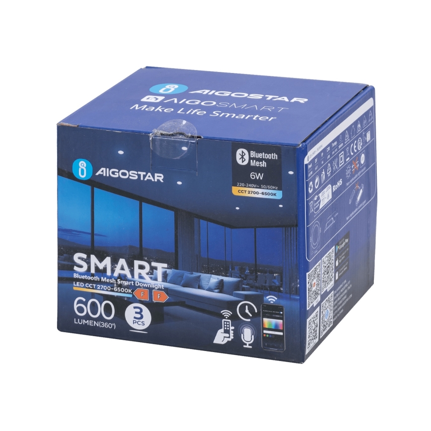 Aigostar - SET 3x Dimbare LED hangende plafond verlichting MESH LED/6W/230V 2700K-6500K diameter 11,5cm