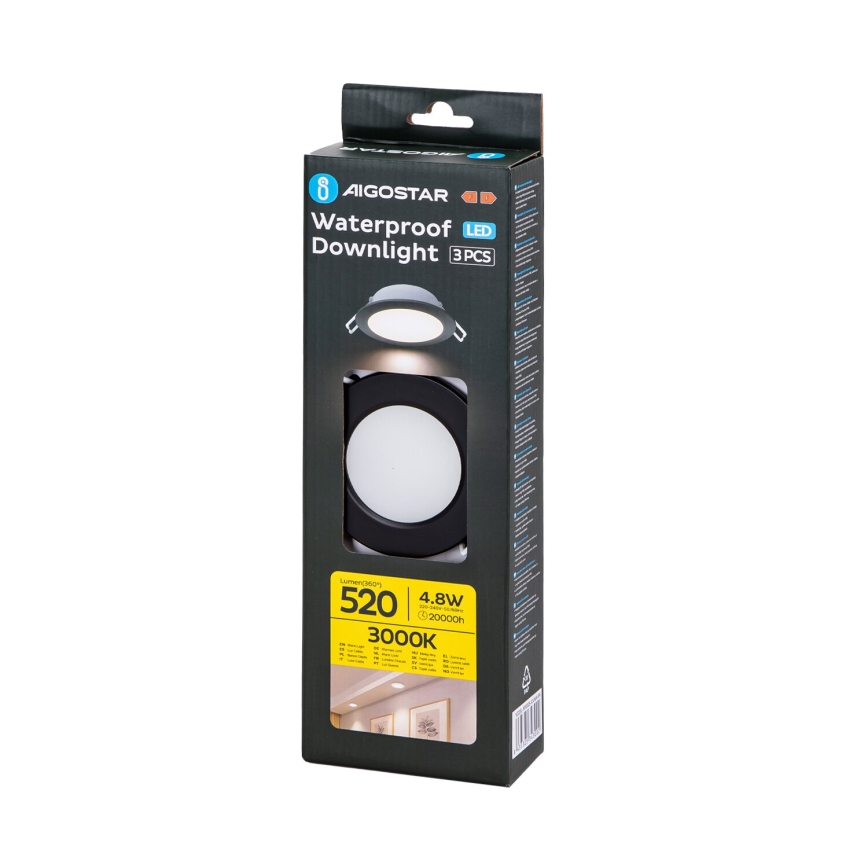 Aigostar - SET 3x Hangende LED plafondverlichting voor buiten LED/4,8W/230V 3000K IP65 zwart