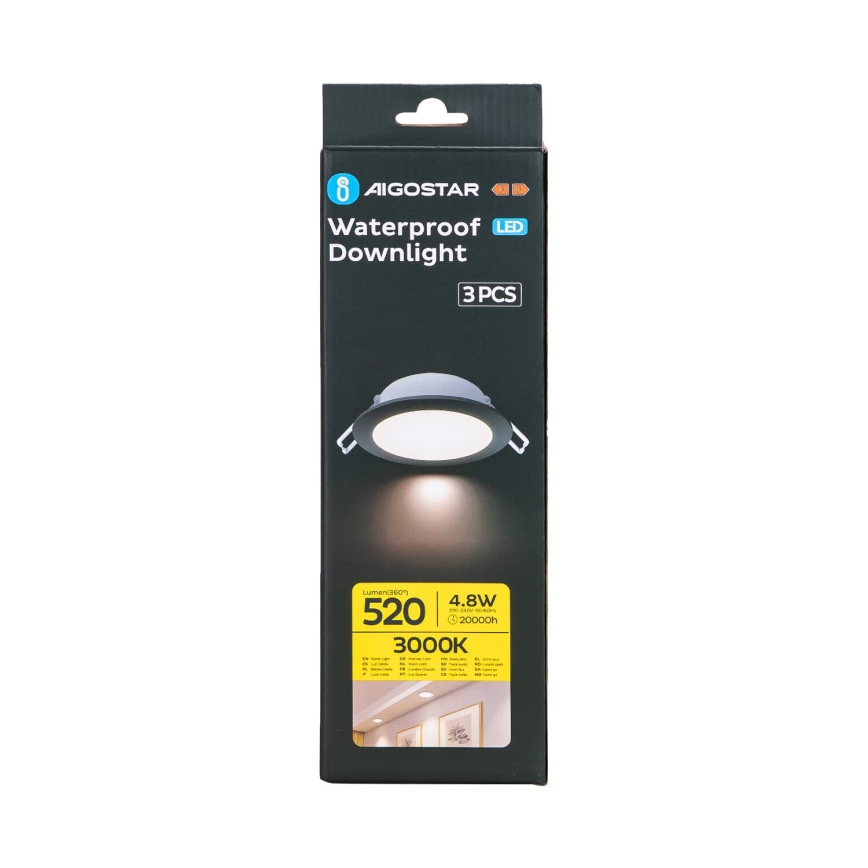 Aigostar - SET 3x Hangende LED plafondverlichting voor buiten LED/4,8W/230V 3000K IP65 zwart