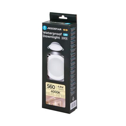 Aigostar - SET 3x Hangende LED plafondverlichting voor buiten LED/4,8W/230V 4000K IP65 wit