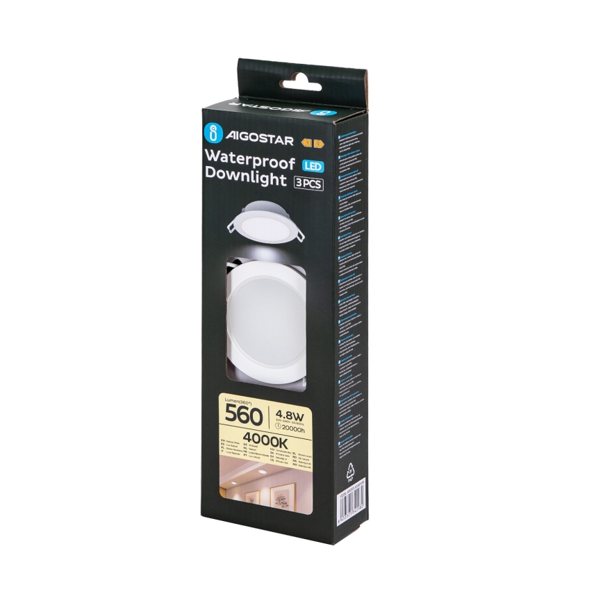 Aigostar - SET 3x Hangende LED plafondverlichting voor buiten LED/4,8W/230V 4000K IP65 wit