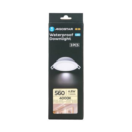 Aigostar - SET 3x Hangende LED plafondverlichting voor buiten LED/4,8W/230V 4000K IP65 wit