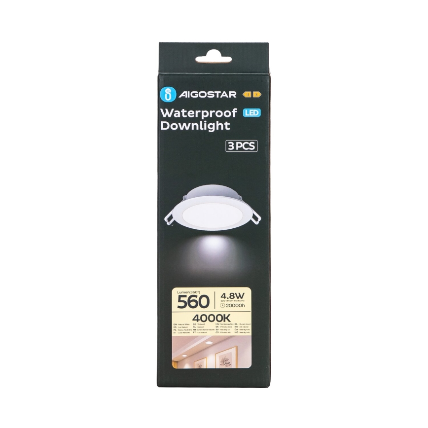 Aigostar - SET 3x Hangende LED plafondverlichting voor buiten LED/4,8W/230V 4000K IP65 wit