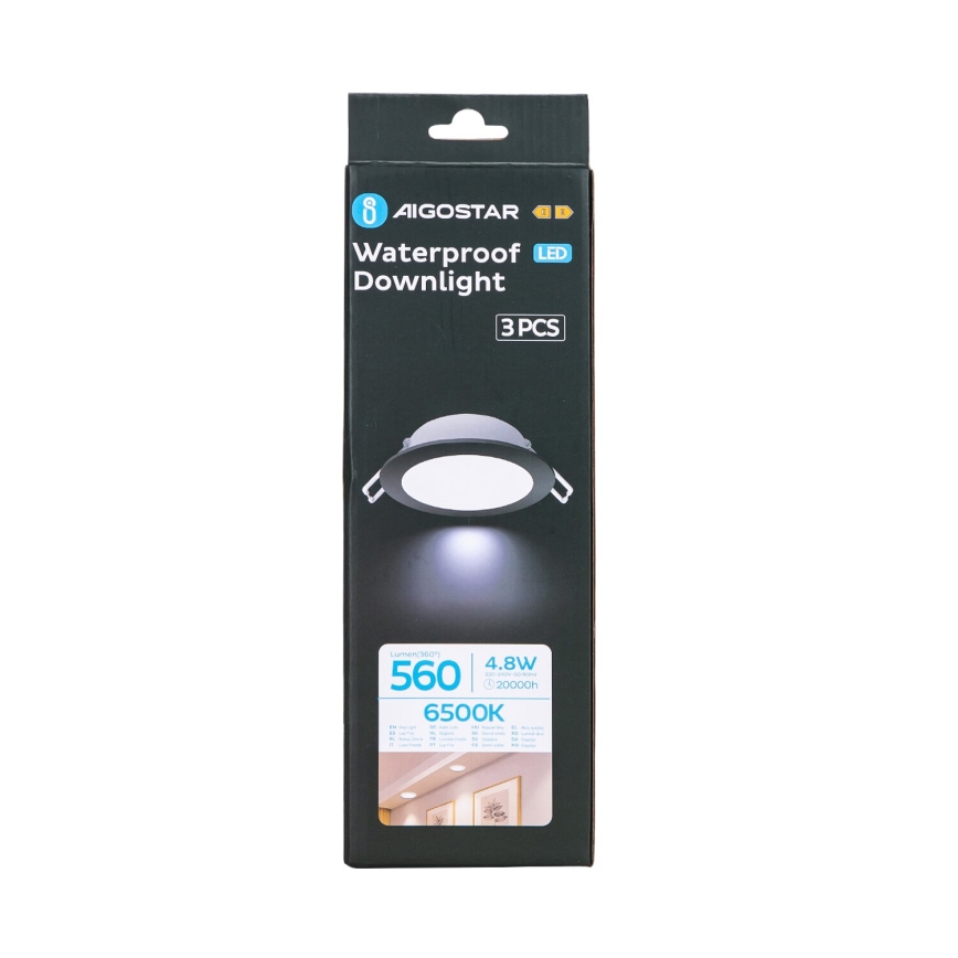 Aigostar - SET 3x Hangende LED plafondverlichting voor buiten LED/4,8W/230V 6500K IP65 zwart