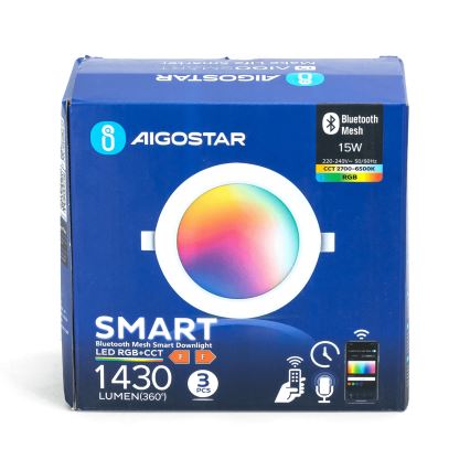 Aigostar - SET 3x LED RGB Dimbare hangende plafondverlichting MESH LED/15W/230V 2700K-6500K diameter 17cm