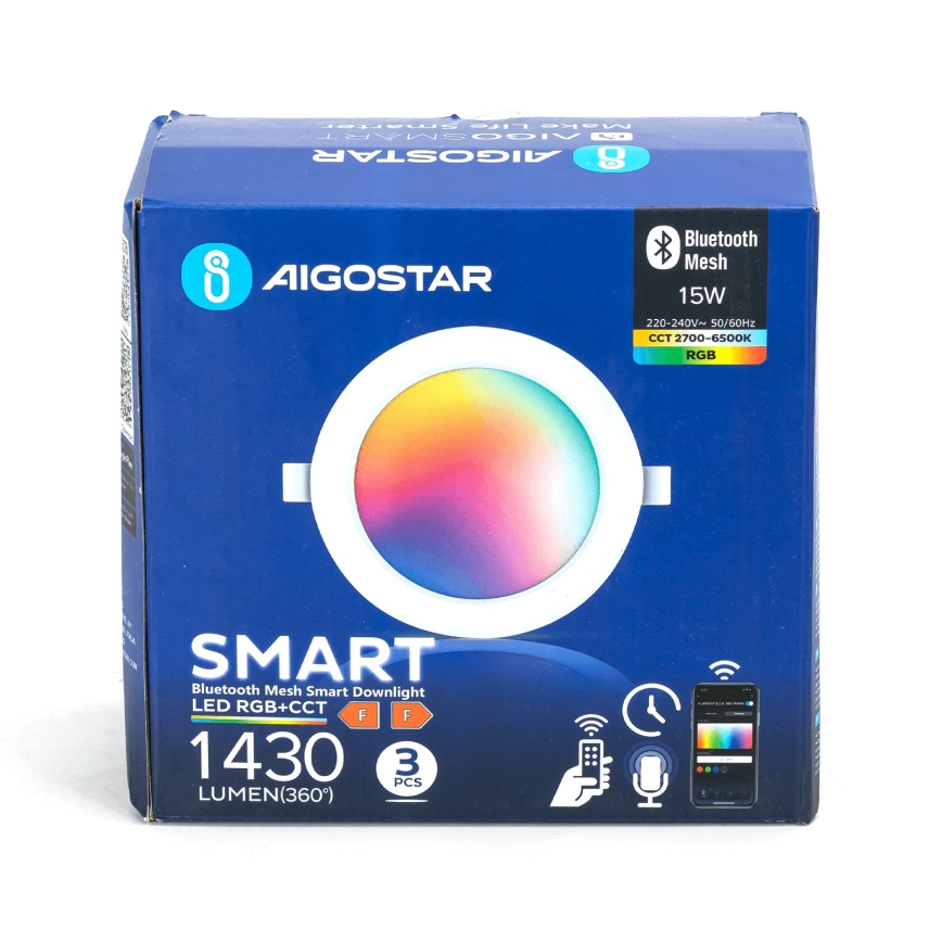 Aigostar - SET 3x LED RGB Dimbare hangende plafondverlichting MESH LED/15W/230V 2700K-6500K diameter 17cm