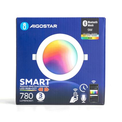 Aigostar - SET 3x LED RGB Dimbare hangende plafondverlichting MESH LED/9W/230V 2700K-6500K diameter 14,5cm