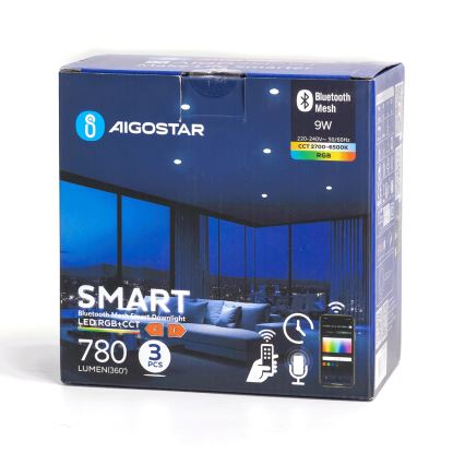 Aigostar - SET 3x LED RGBW Dimbare hangende plafondverlichting MESH LED/9W/230V 2700K-6500K diameter 14,5cm