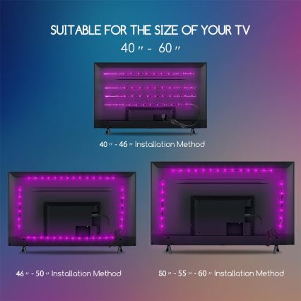 Aigostar - SET 4x Dimbare LED RGB Strip 0,5m LED/2,5W/5V IP65 + AB