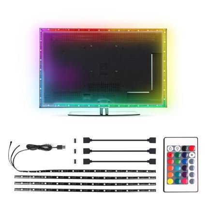 Aigostar - SET 4x Dimbare LED RGB Strip 0,5m LED/2,5W/5V IP65 + AB