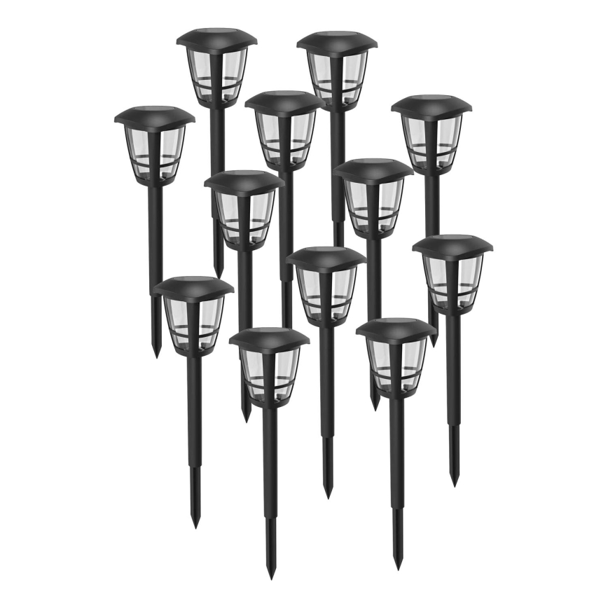 Aigostar - set van 12 LED-zonnelampen LED/0,06W/2V 33,8 cm 6500K 100 mAh IP44 zwart