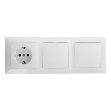 Aigostar - Set van 2 huisschakelaars met SCHUKO-stopcontact, 1x16A/250V