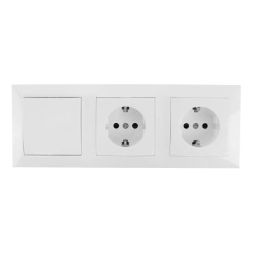 Aigostar - Set van 2 wandcontactdozen met schakelaar 2x16A/250V SCHUKO