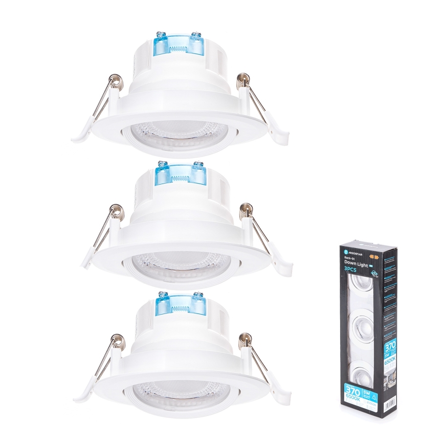 Aigostar - Set van 3 LED inbouwlampen LED/5W/230V 6500K Ø 8,5 cm wit