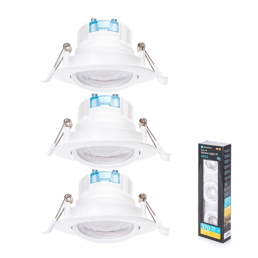 Aigostar - SET van 3 LED inbouwspots LED/5W/230V 3000K Ø 8,5 cm wit