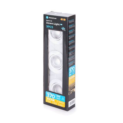 Aigostar - SET van 3 LED inbouwspots LED/5W/230V 3000K Ø 8,5 cm wit