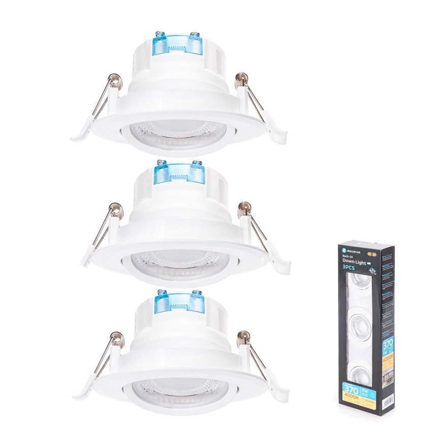 Aigostar - SET van 3 LED inbouwspots LED/5W/230V 4000K Ø 8,5 cm wit