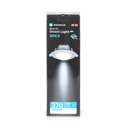 Aigostar - Set van 3 LED inbouwspots LED/5W/230V 6500K Ø 8,5 cm wit