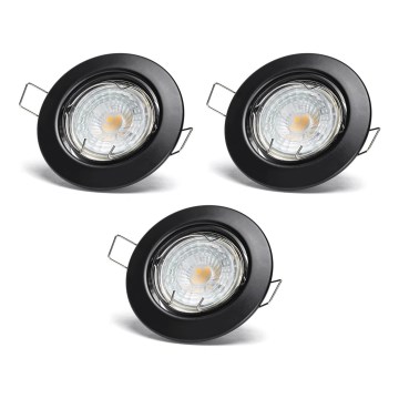 Aigostar - Set van 3x LED-inbouwspots 1xGU10/4,5W/230V 4000K zwart