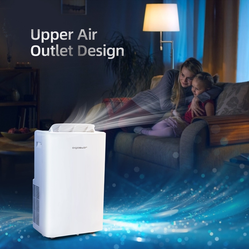 Aigostar - Slimme mobiele airconditioner 1337W/230V 12000 BTU Wi-Fi wit + afstandsbediening