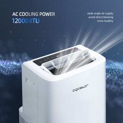 Aigostar - Slimme mobiele airconditioner 1337W/230V 12000 BTU Wi-Fi wit + afstandsbediening