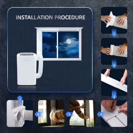 Aigostar - Slimme mobiele airconditioner 1337W/230V 12000 BTU Wi-Fi wit + afstandsbediening