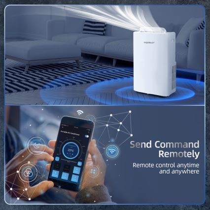 Aigostar - Slimme mobiele airconditioner 1337W/230V 12000 BTU Wi-Fi wit + afstandsbediening