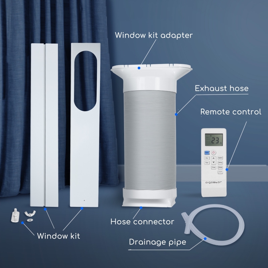 Aigostar - Slimme mobiele airconditioner 1337W/230V 12000 BTU Wi-Fi wit + afstandsbediening