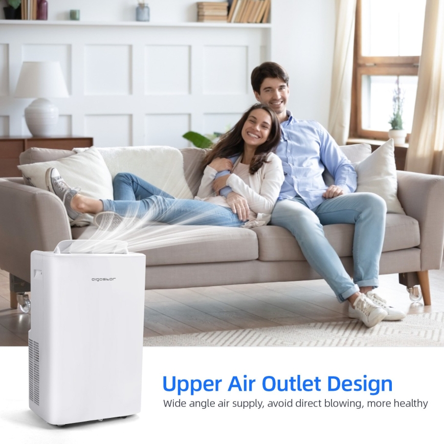 Aigostar - Slimme mobiele airconditioner 1337W/230V 12000 BTU Wi-Fi wit + afstandsbediening