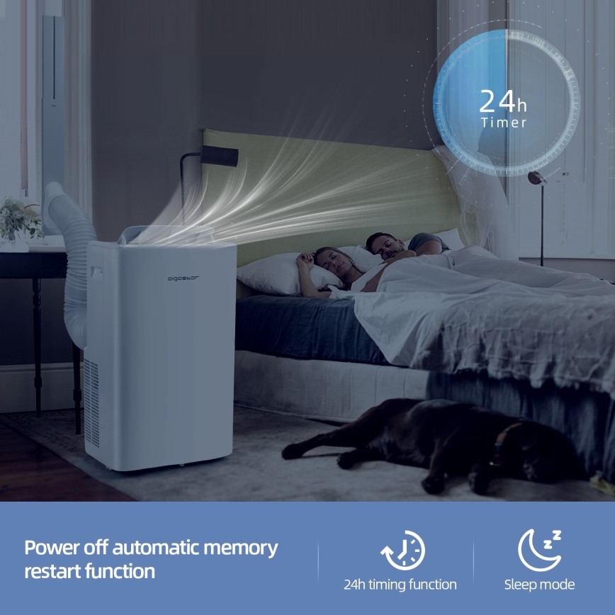Aigostar - Slimme mobiele airconditioner 1337W/230V 12000 BTU Wi-Fi wit + afstandsbediening