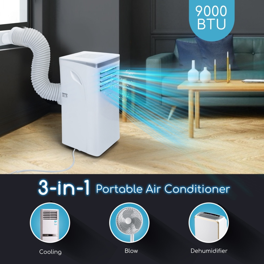 Aigostar - Slimme mobiele airco 3-in-1 1003W/230V 9000 BTU Wi-Fi wit + afstandsbediening