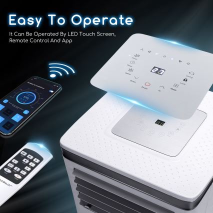 Aigostar - Slimme mobiele airco 3-in-1 1003W/230V 9000 BTU Wi-Fi wit + afstandsbediening