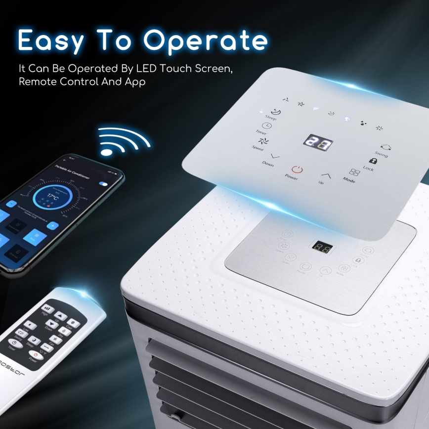 Aigostar - Slimme mobiele airco 3-in-1 1003W/230V 9000 BTU Wi-Fi wit + afstandsbediening