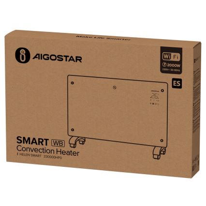 Aigostar - Slimme elektrische verwarming/convector met LCD scherm ECO/1000/2000W Wi-Fi
