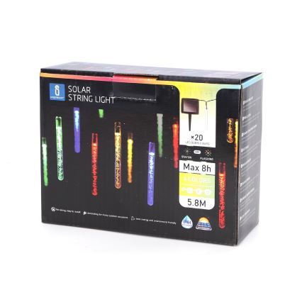 Aigostar - Solar LED Lichtketting 20xLED/5,8m IP44 meerdere kleuren