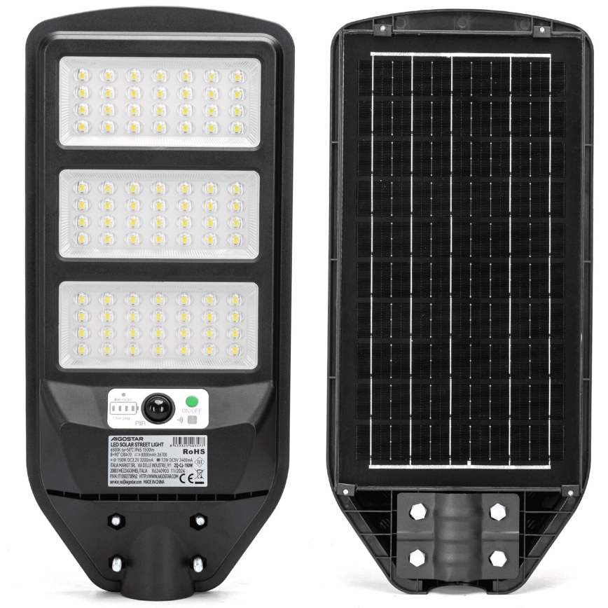 Aigostar - Solar LED Straatlamp met sensor LED/150W/3,2V 8000mAh IP65 6500K + afstandsbediening