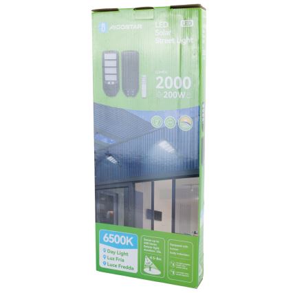 Aigostar - Solar LED Straatlamp met sensor LED/200W/3,2V 12000mAh IP65 6500K + afstandsbediening