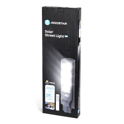 Aigostar - Solar LED Straatlamp met sensor LED/200W/3,2V 20000mAh IP65 6500K + afstandsbediening