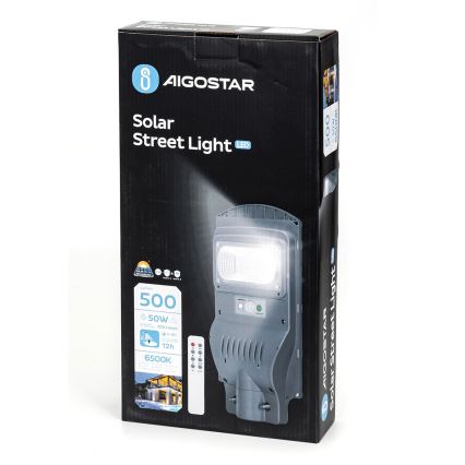 Aigostar - Solar LED Straatlamp met sensor LED/50W/3,2V IP65 6500K + afstandsbediening