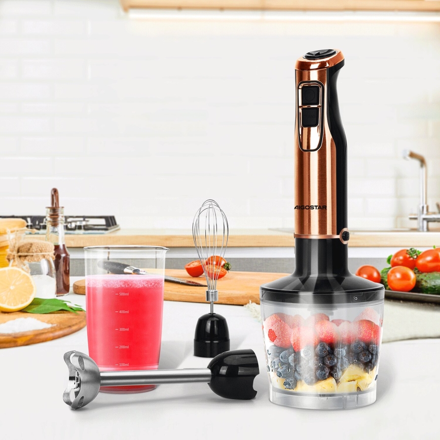 Aigostar - Staafmixer 1000W/230V roze goud