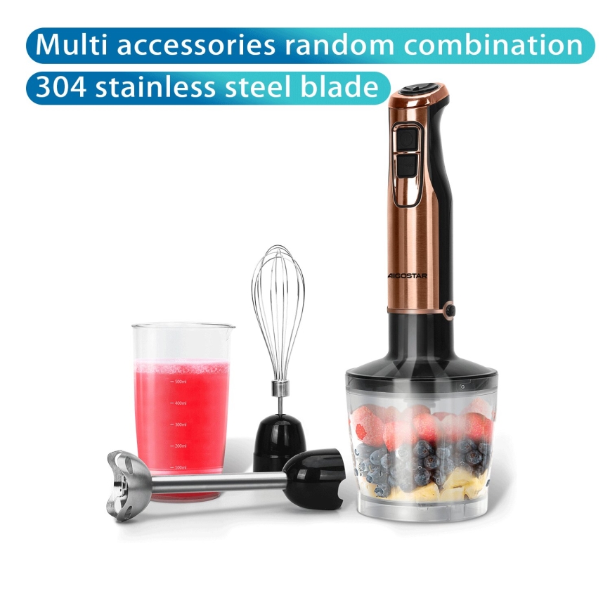 Aigostar - Staafmixer 1000W/230V roze goud