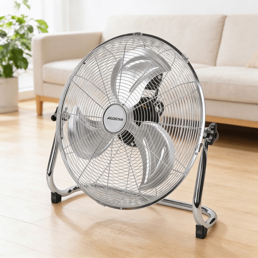 Aigostar - Staande ventilator 100W/230V Ø 54 cm glanzend chroom