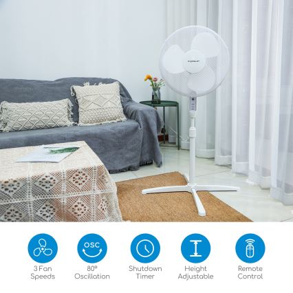 Aigostar - Staande ventilator 40W/230V 120 cm wit