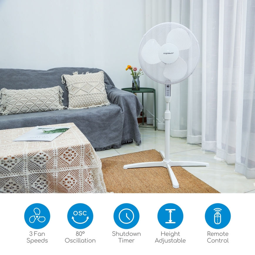 Aigostar - Staande ventilator 40W/230V 120 cm wit
